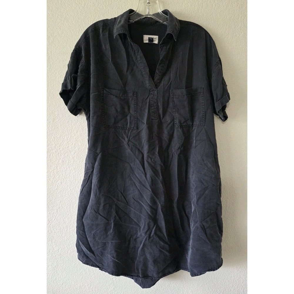 Universal Thread Women's Size Med Short Sleeve Shirtdress Lyocell Black Pockets